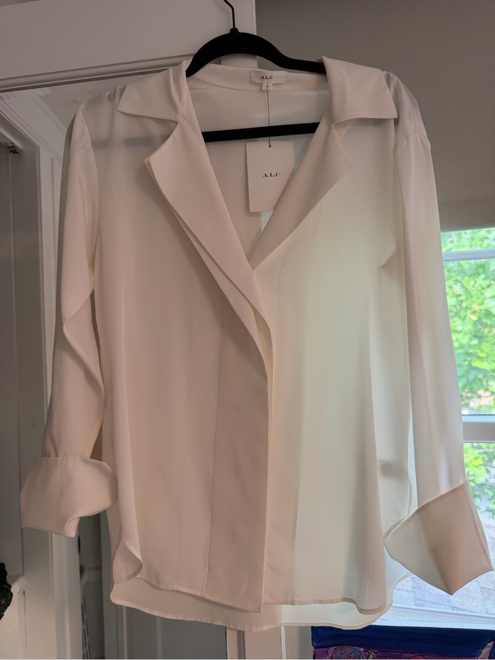 A.L.C. Women's Cream Silk Button Down Kinsley Blouse